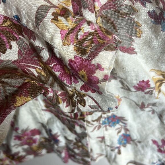 Saint Tropez West Women's White Floral Linen Blend Blouse Size 1X - Picture 6 of 11